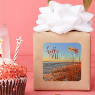 Hello Fall Hilton Head Island Beach South Carolina Quadratischer Aufkleber