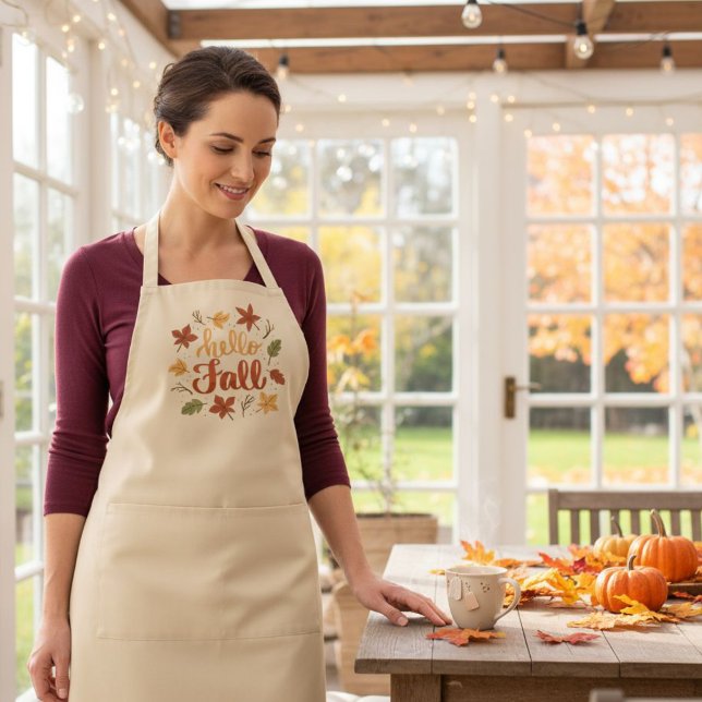  Hello Fall Kitchen Apron with Autumn Leaves Schürze (Von Creator hochgeladen)