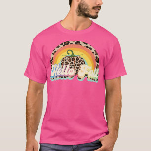 Hello Fall Leopard Retro Fall Autumn Pumpkin Women T-Shirt