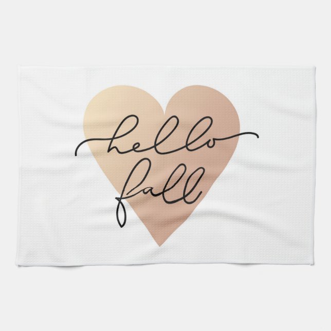 Hello Fall Liebe Heart Geschirrtuch (Horizontal)