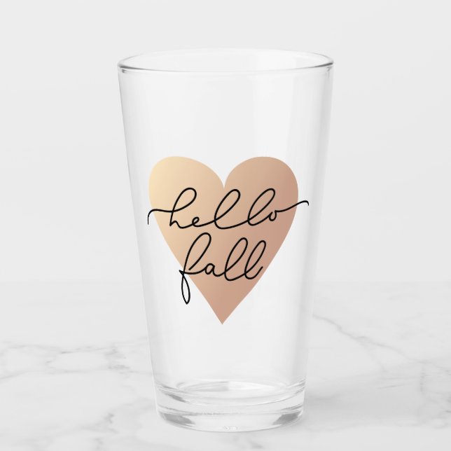 Hello Fall Liebe Heart Glas (Vorderseite)