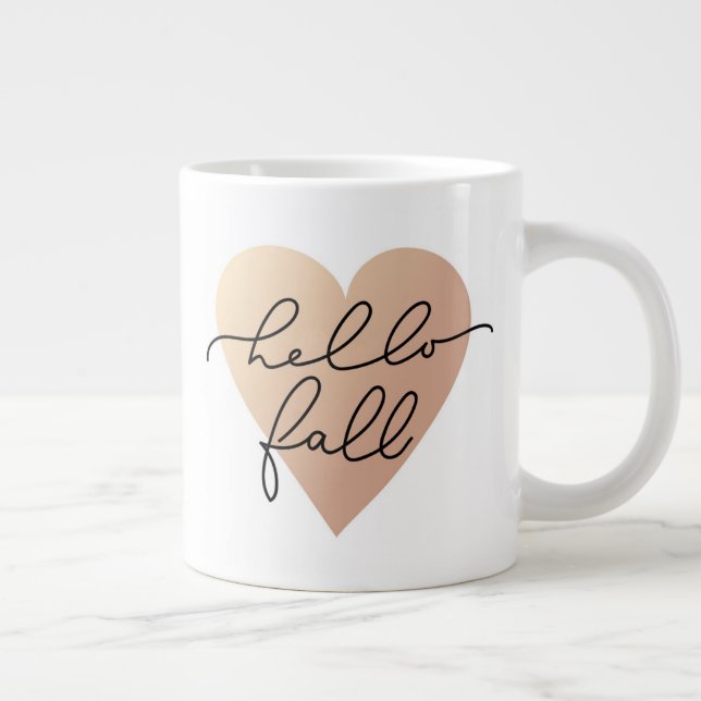 Hello Fall Liebe Heart Jumbo-Tasse (Rechts)
