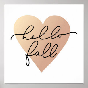 Hello Fall Liebe Heart Poster