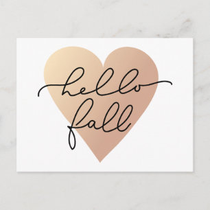 Hello Fall Liebe Heart Postkarte