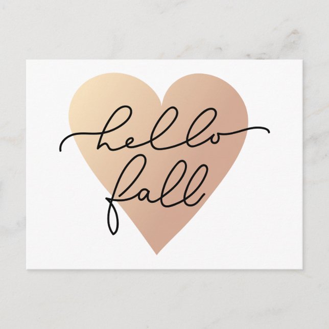 Hello Fall Liebe Heart Postkarte (Vorderseite)