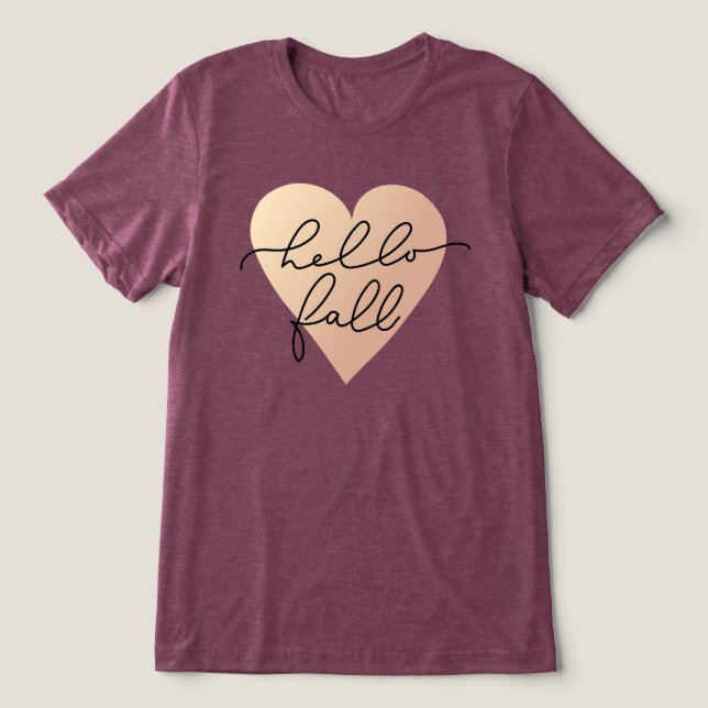 Hello Fall Liebe Heart Tri-Blend Shirt (Design Vorderseite)