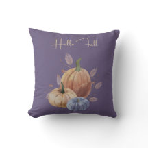 Hello Fall Lila Pumpkin Throw Kissen
