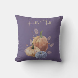 Hello Fall Lila Pumpkin Throw Kissen