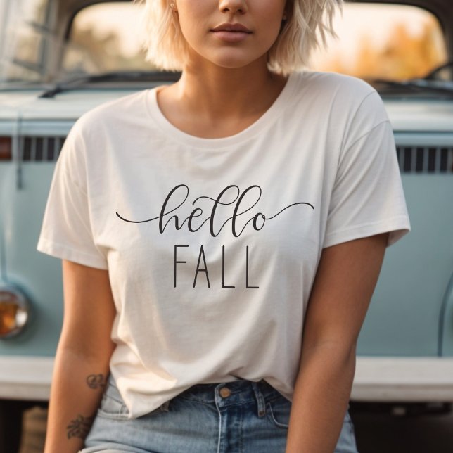 Hello Fall Minimalistisch Moderne Herbstsaison T-Shirt (Von Creator hochgeladen)