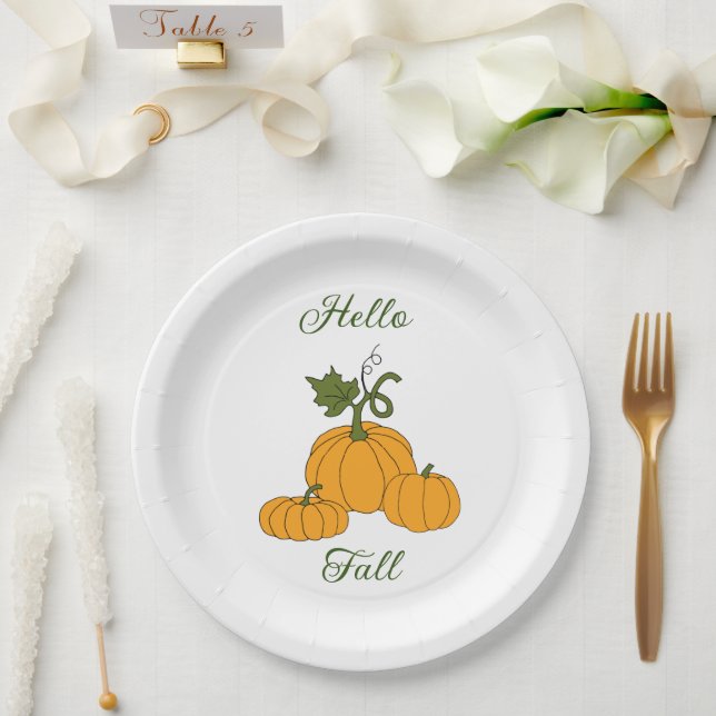 Hello Fall Minimalistisch Niedlich Pappteller (Hochzeit)