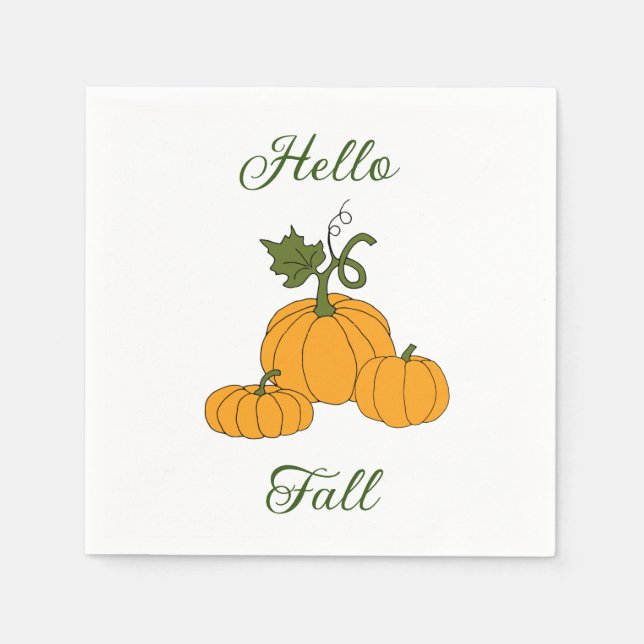 Hello Fall Minimalistisch Niedlich Serviette (Vorderseite)