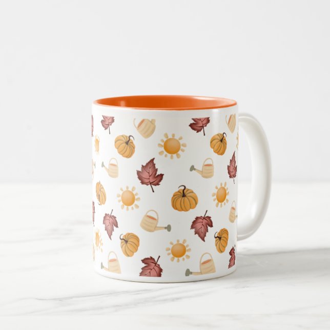 “Hello Fall” Mug | Cozy Autumn Aesthetic | Seasona Zweifarbige Tasse (VorderseiteRechts)