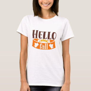 Hello Fall Niedlich Girl Autumn Typografy Zitat T-Shirt