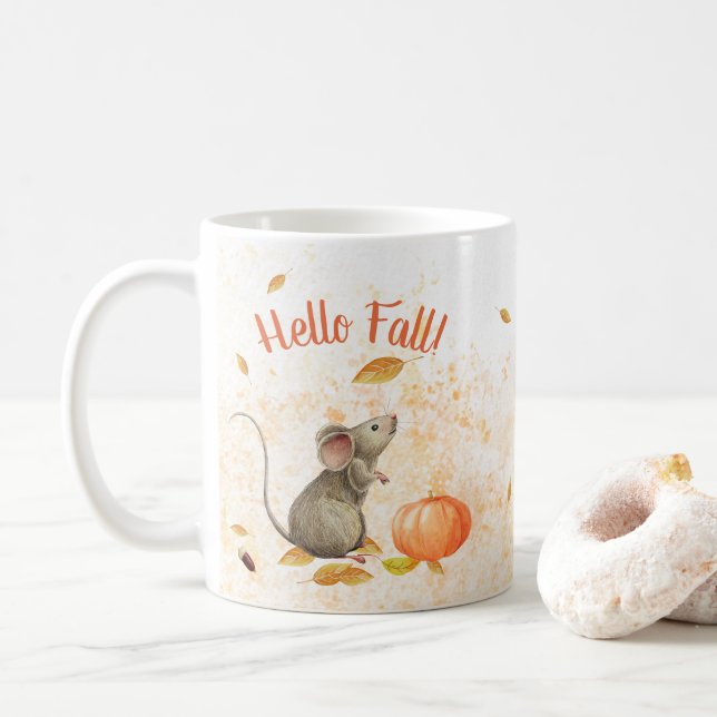 Hello Fall Niedlich Mouse Erntedank Kaffeetasse (Mit Donut)
