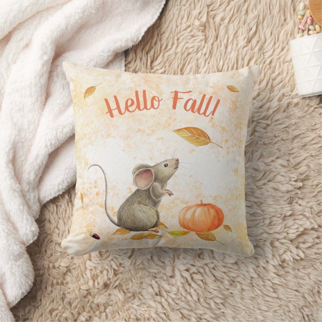 Hello Fall Niedlich Mouse Erntedank Kissen (Decke)