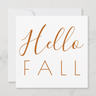 Hello Fall Orange Minimalistisch Typografie Herbst Mitteilungskarte