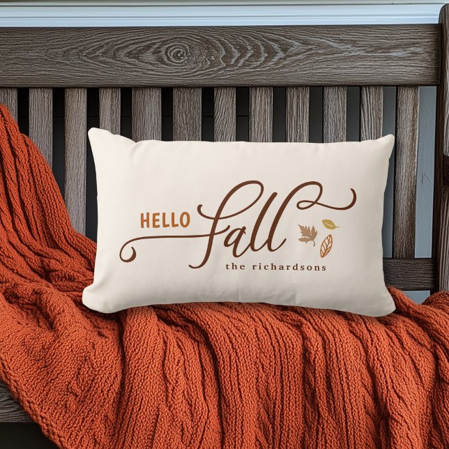 Hello Fall Personalisiert Lendenkissen (Shown on a 13" x 21" lumbar pillow)