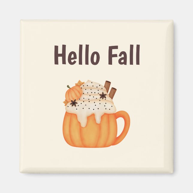 Hello Fall Pumpkin Latte Farmhouse Niedlich Magnet (Vorne)