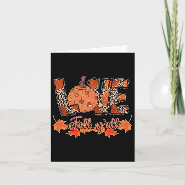 Hello Fall Pumpkin Liebe Fall Y_all Leopard Peace  Karte (Vorderseite)