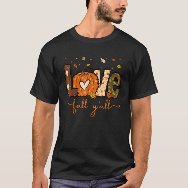Hello Fall Pumpkin Love Fall Y all Leopard Peace L T-Shirt (Vorderseite)