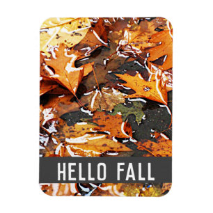 Hello Fall Rainy Blätter Magnet