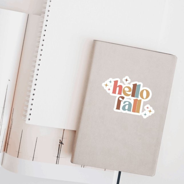 Hello Fall Retro Typografie Aufkleber (Von Creator hochgeladen)