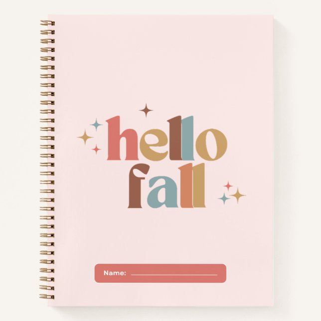 Hello Fall Retro Typografie Notizbuch (Vorderseite)