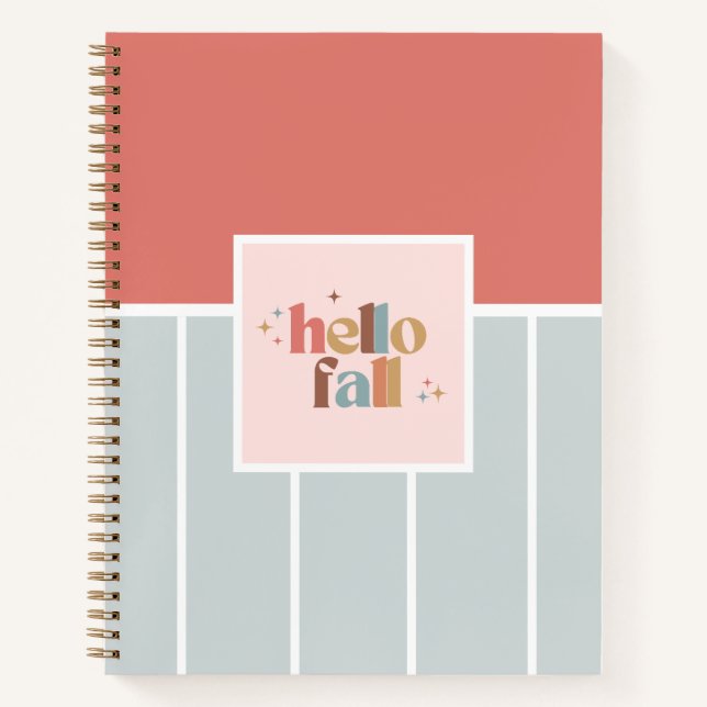 Hello Fall Retro Typografie Striped Notizbuch (Vorderseite)