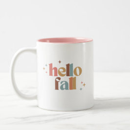 Hello Fall Retro Typografie Zweifarbige Tasse