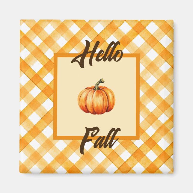 Hello Fall Rustic Orange Pumpkin Decor Magnet (Vorne)