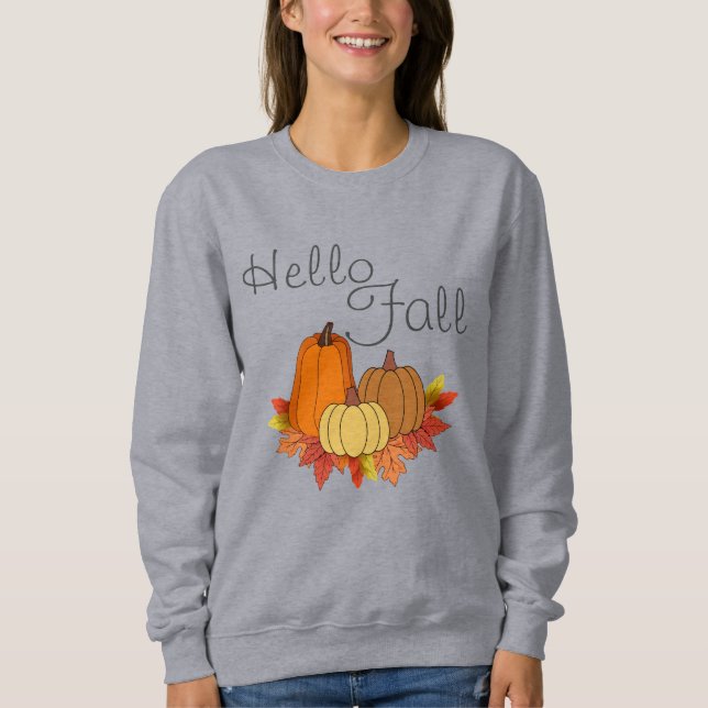 Hello Fall Sweatshirt - Bearbeitbarer Text (Vorderseite)