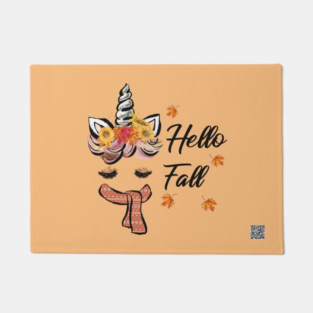 Hello Fall Unicorn Fußmatte (Vorderseite)