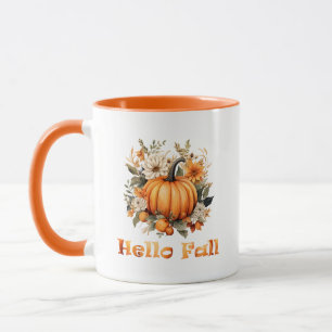 Hello Fall Wildblumen und Blätter Tasse