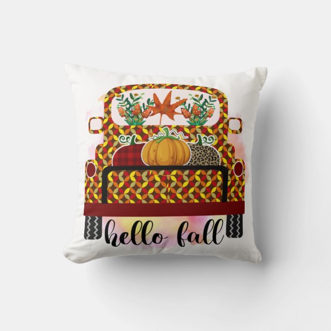 Hello Fall Wohngestaltung Throw Kissen (Vorderseite)