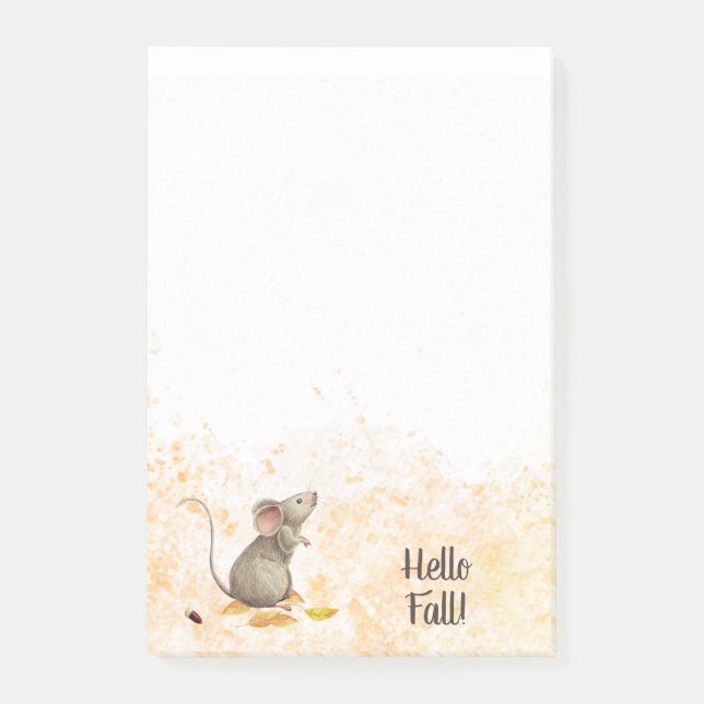 Hello Fall Woodland Mouse Post-it Klebezettel (Vorderseite)