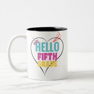 Hello Fifth Grade Cooles Design für die 5. Klass Zweifarbige Tasse