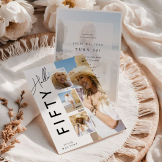 Hello FIFTY' Modern Photo Collage 50th Birthday Einladung