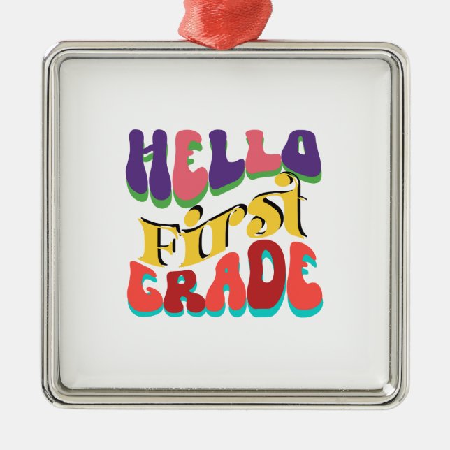 Hello First Grade Ornament Aus Metall (Vorne)