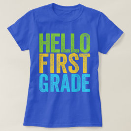 Hello First Grade Teacher Coquette Pencil Bow T-Shirt