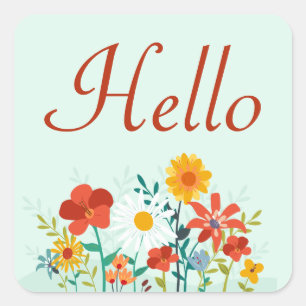 Hello Floral Mint Green Blume Sticker / Siegel