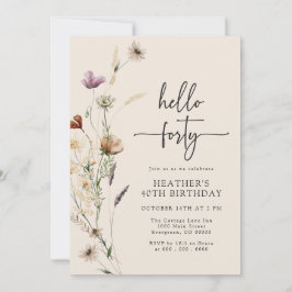 Hello Forty Boho Birthday Einladung