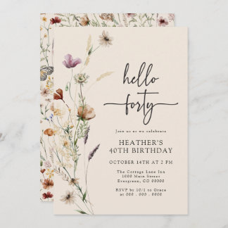 Hello Forty Boho Birthday Einladung