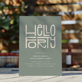 HELLO FORTY Modern 40. Geburtstag Einladung