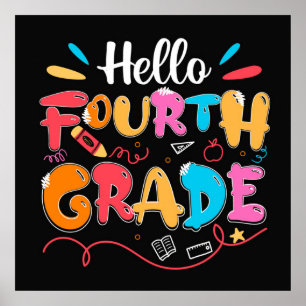 Hello Fourth Grade Doodle Poster