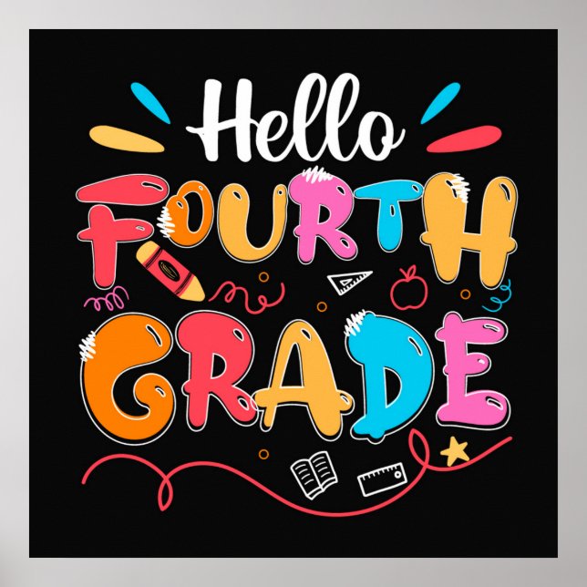 Hello Fourth Grade Doodle Poster (Vorne)