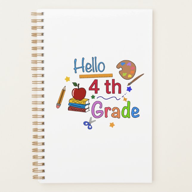 Hello Fourth Grade - Niedlich zurück zur Schulgest Planer (Vorderseite)