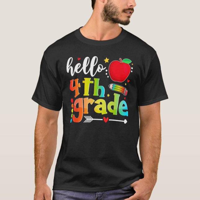Hello Fourth Grade Squad Back To School 4th Grader T-Shirt (Vorderseite)