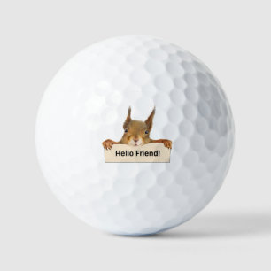 Hello Friend Funny Eichirrel Golfball