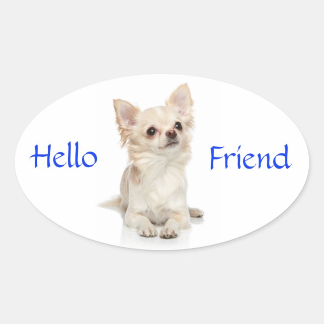 Hello Friend Long Haired Chihuahua Sticker (Vorderseite)
