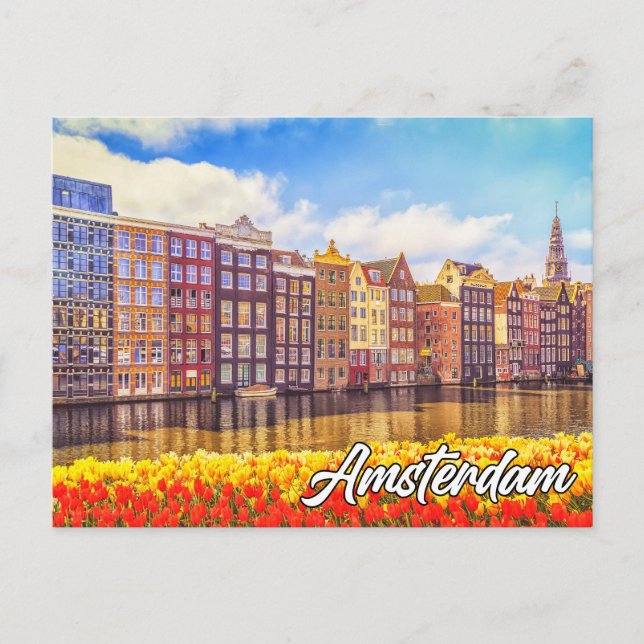 Hello From Beautiful Amsterdam, Niederlande Postkarte (Vorderseite)